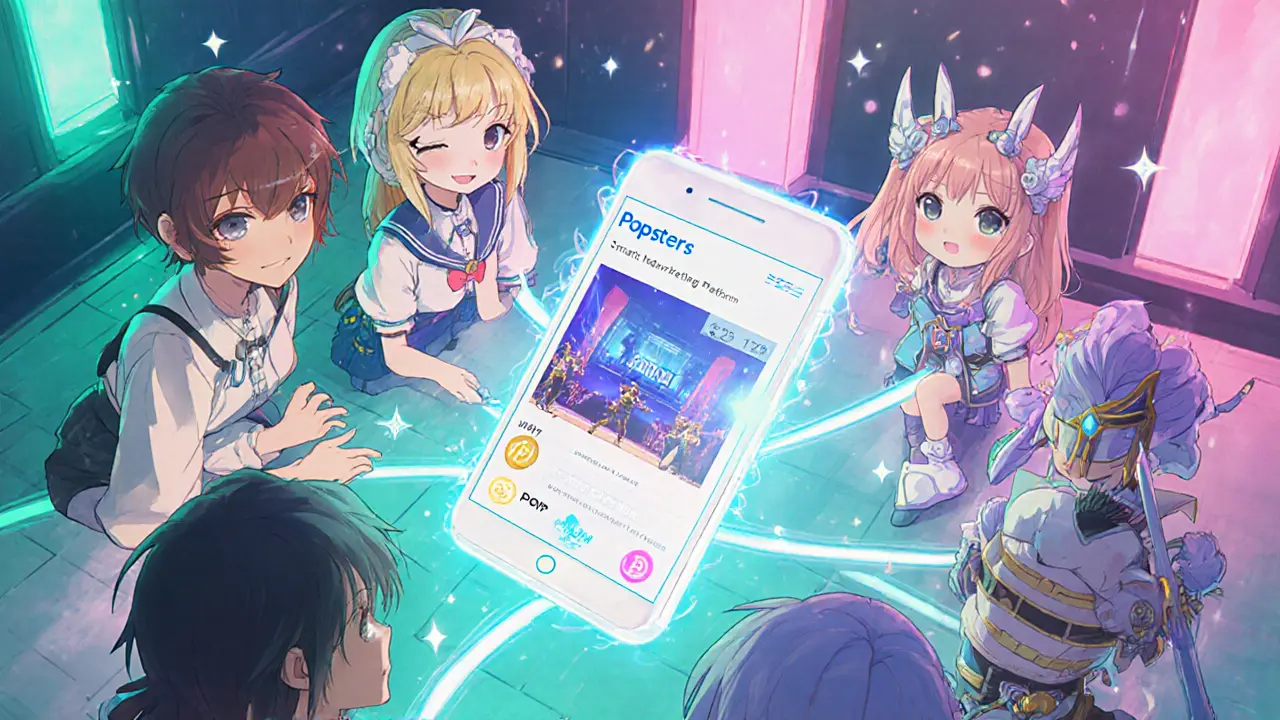 Young users unlocking exclusive content on a phone while NFT characters await battle.
