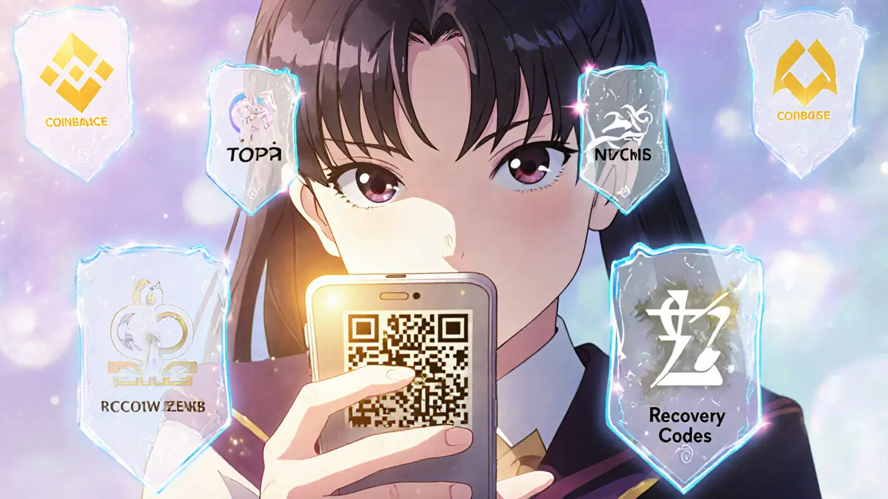 Hand scanning a QR code with digital guardian shields forming around a crypto wallet in soft anime style.