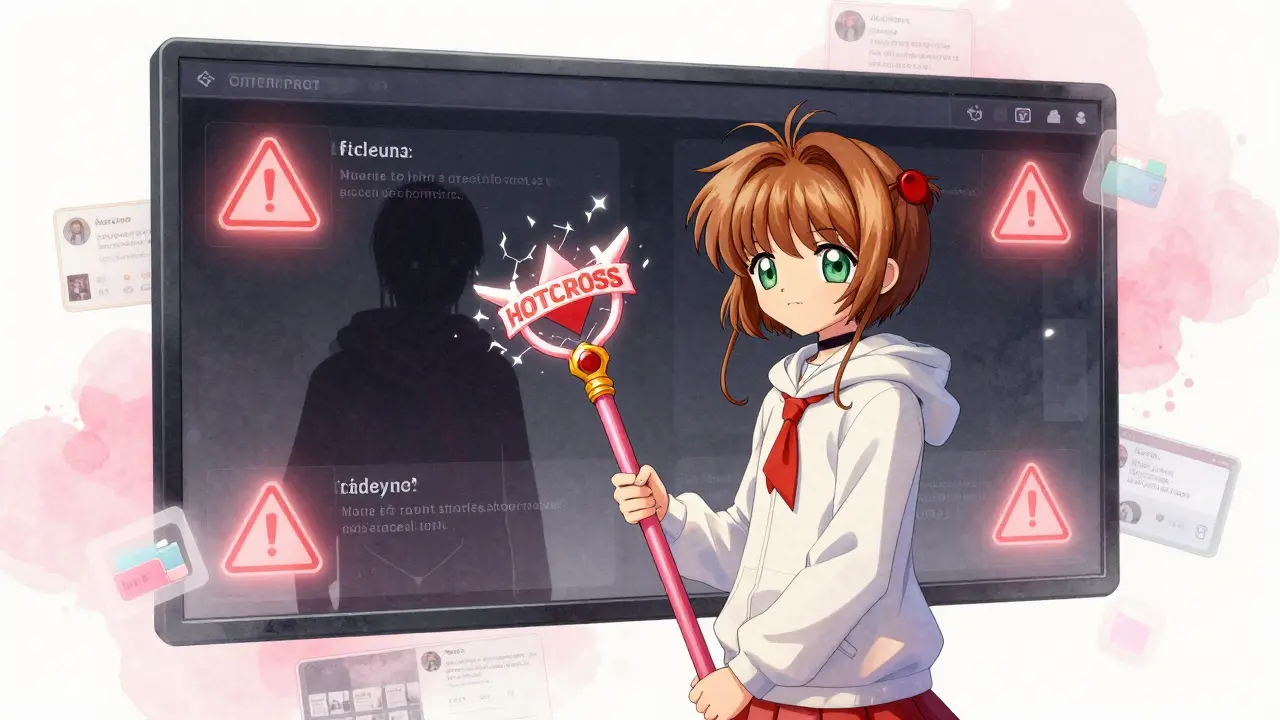 A girl stands before a screen showing fake airdrop portals, her reflection revealing a shadowy scammer.