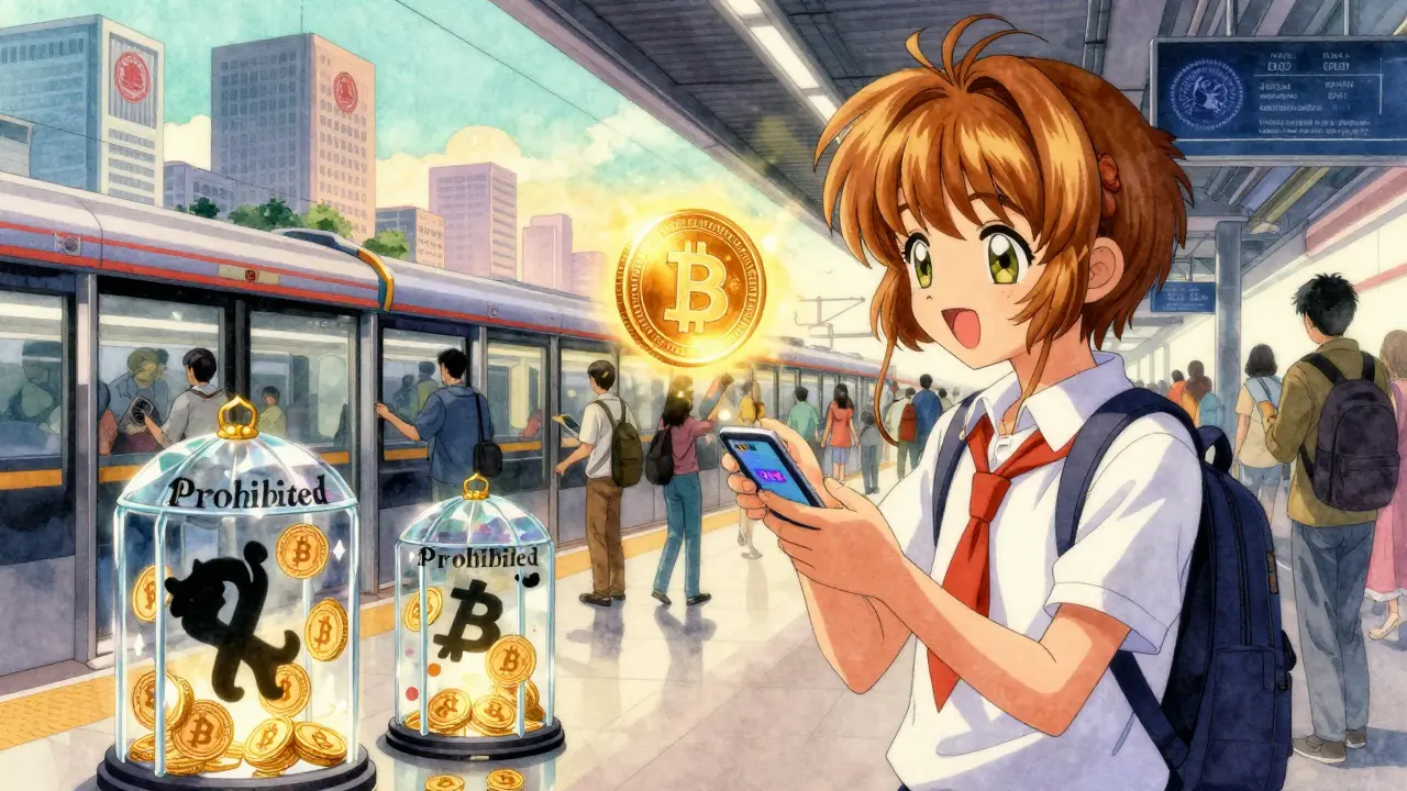A child uses the digital rupee to pay for a metro ride as forbidden crypto symbols are sealed away.