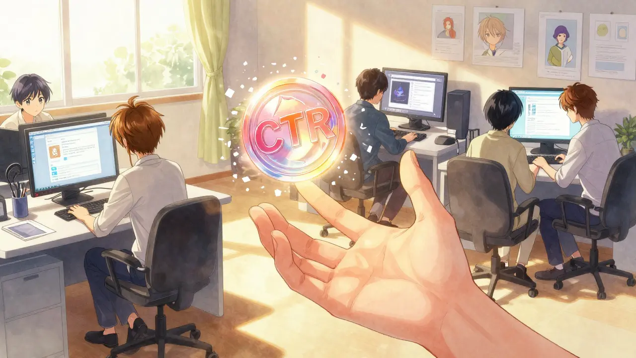 A hand reaching for a shattering 'CTR' token while creators actively build on verified blockchain platforms.