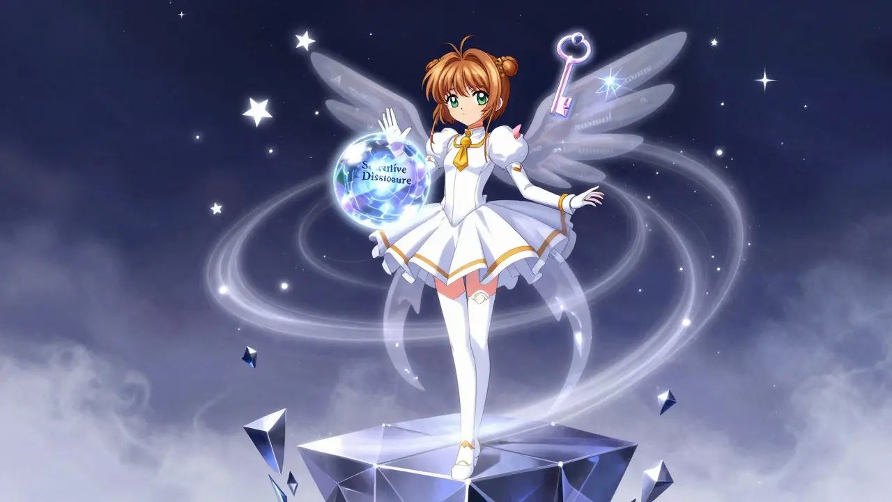 A mystical guardian spirit seals a hidden transaction in a crystal orb under a starry sky of z-addresses.