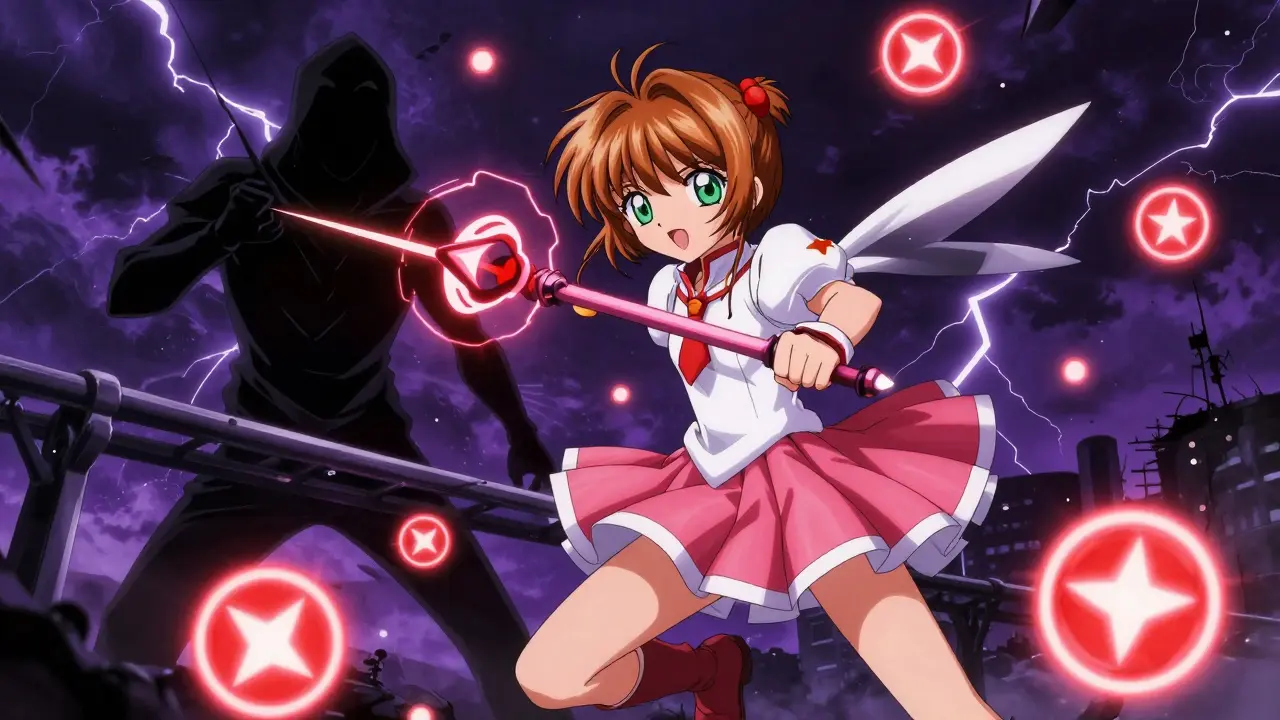 Protagonist defending cross-chain bridge from hacker attack with red warning symbols