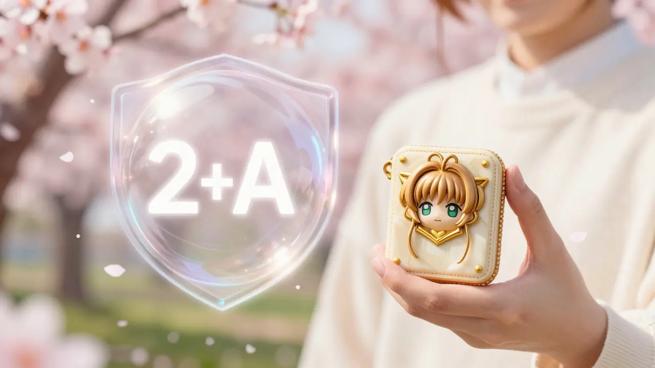 A person holding a hardware wallet protected by a shimmering magical shield