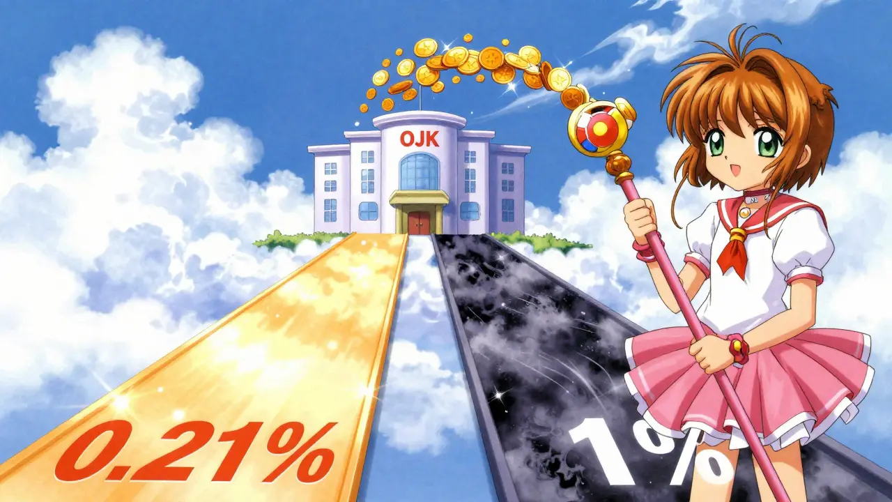 Magical anime scene showing the flow of taxes to a government building through two different paths.