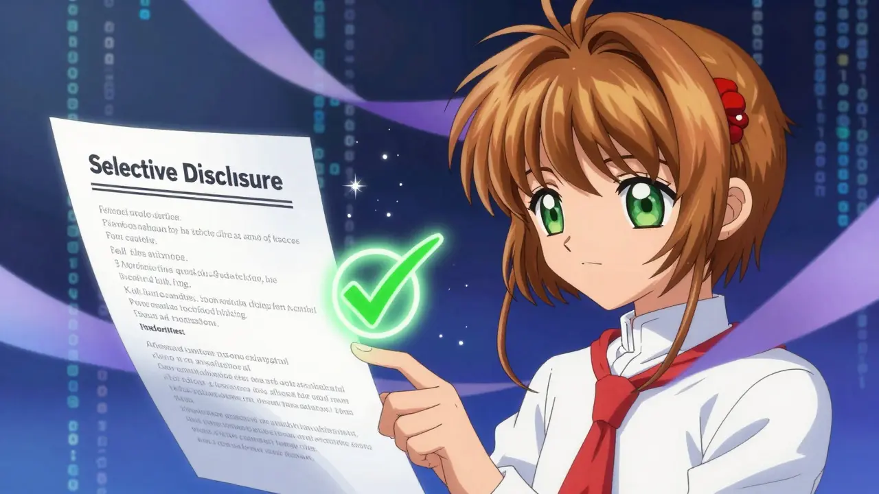 Illustration of personal data dissolving into light to show selective disclosure privacy