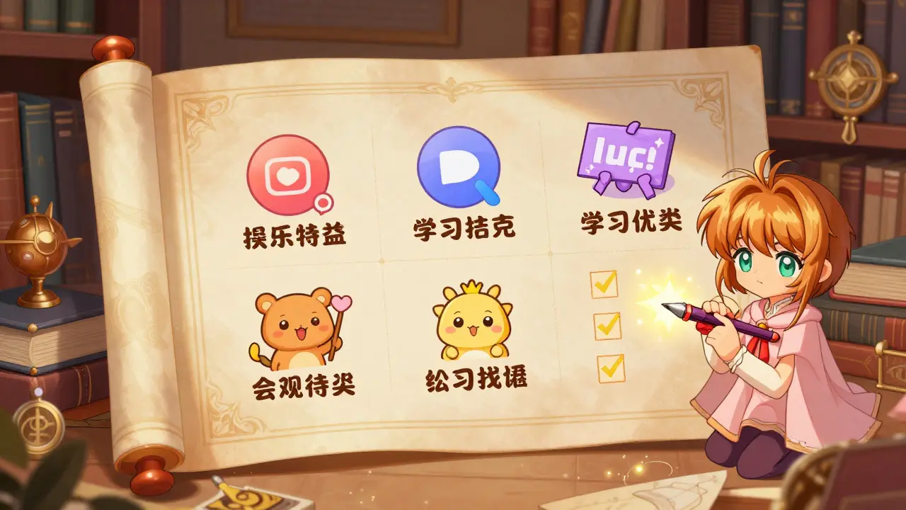 Anime character completing daily tasks on a magical scroll in Cardcaptor Sakura style