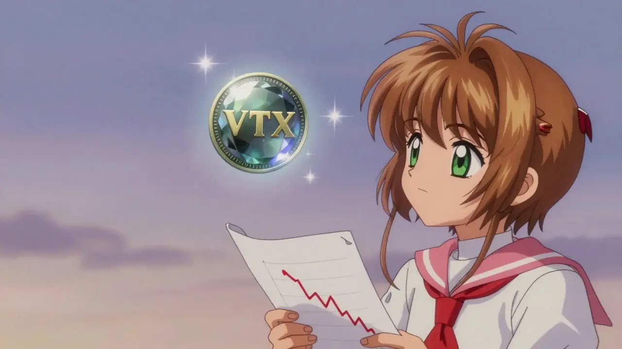 Anime character holding a dim gemstone against a twilight sky in CLAMP art style