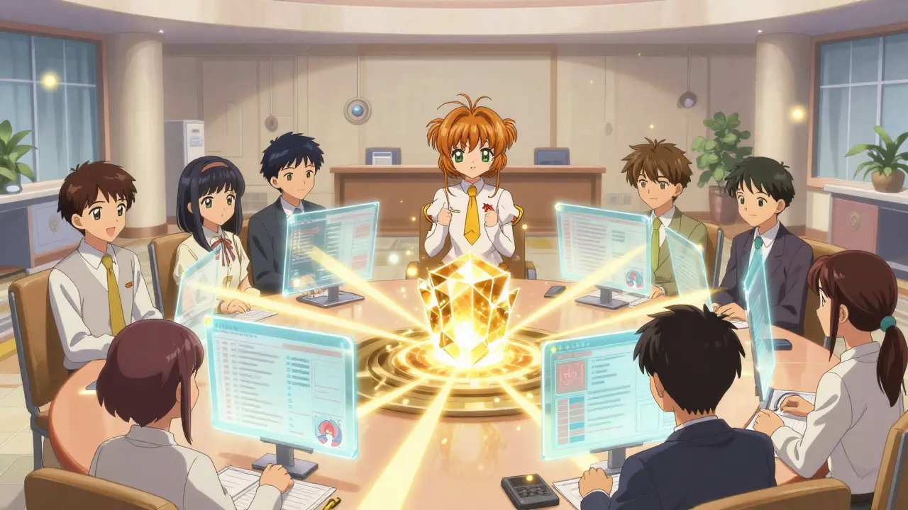 Anime students using holographic blockchain voting