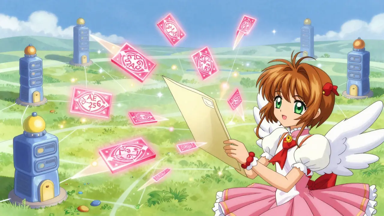 Encrypted document shards distributed across a magical network