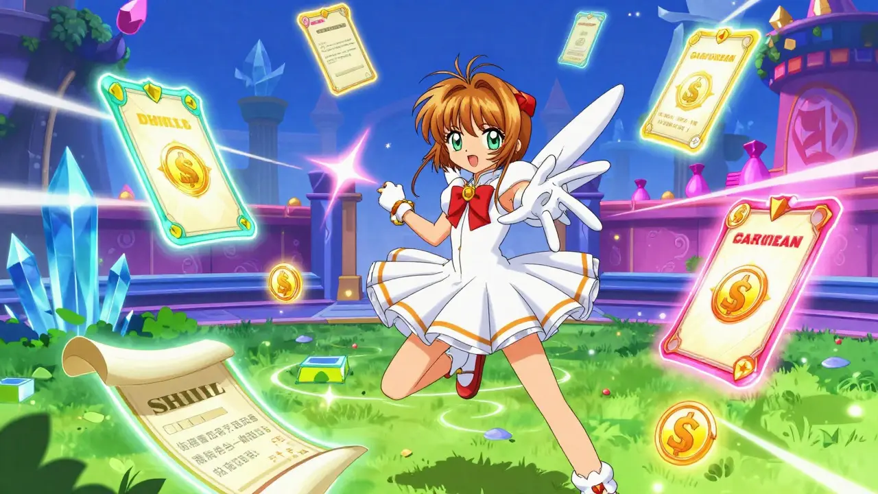 Character completing glowing quest tasks in a colorful virtual dungeon world.