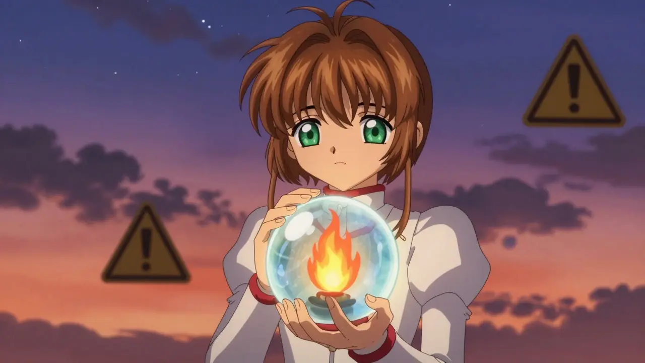 Protagonist holding a fragile crystal orb under a twilight starry sky.