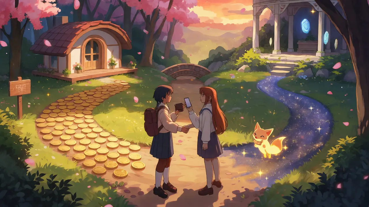 Anime scene showing hybrid future of NFT trading models